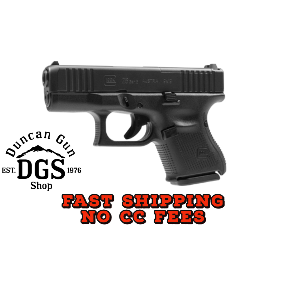Glock UA265S201MOS G26 Gen5 MOS Sub-Compact Frame 9mm Luger 10+1 3.43 Black GMB Barrel, Black nDLC MOS Cut/Serrated Steel Slide, Black Polymer Frame, USA Made