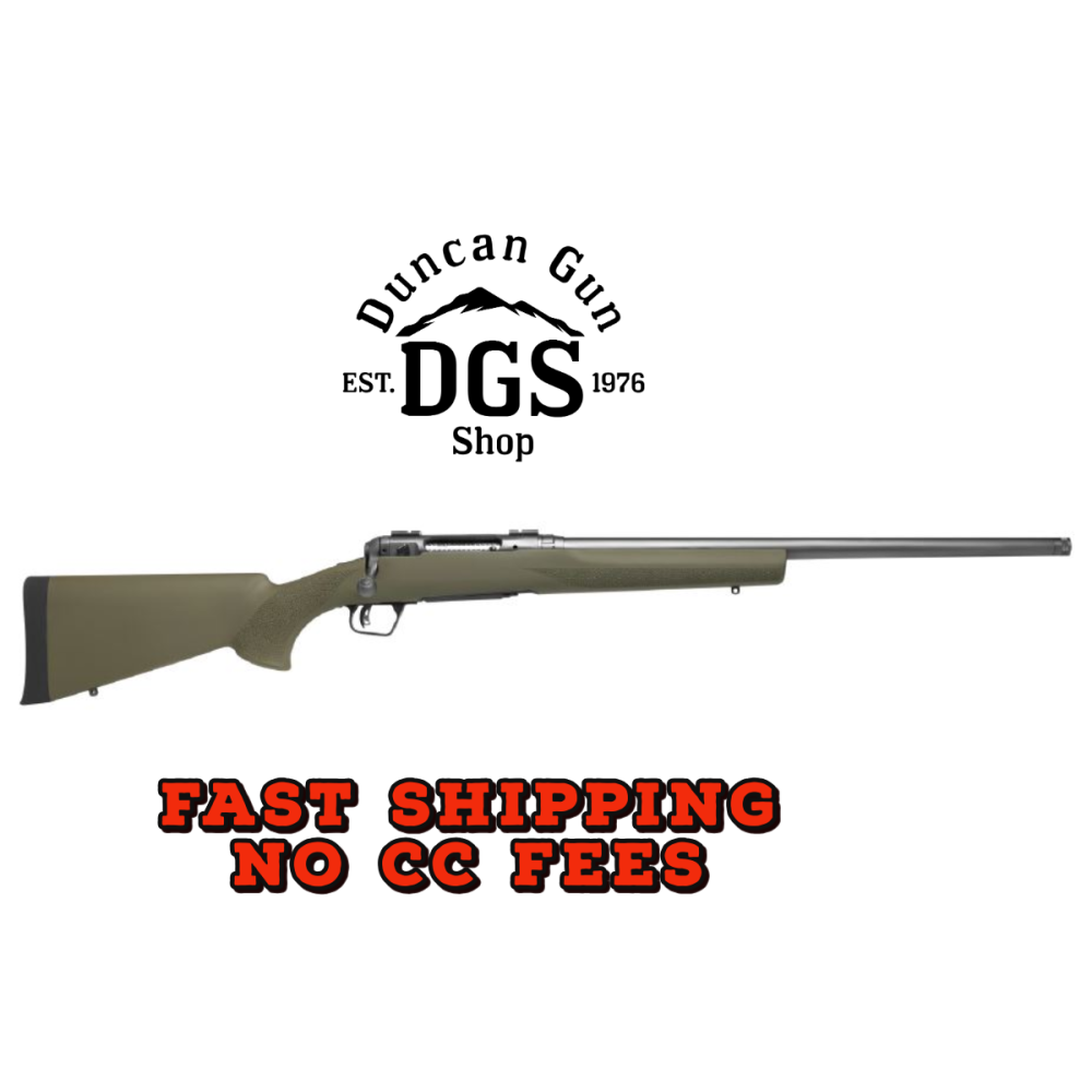 Savage Arms 58041 110 Trail Hunter 7mm Rem Mag 3+1 24 Threaded/Medium Heavy Profile, Tungsten Gray Cerakote Barrel/Rec, OD Green Hogue Overmold Stock, Adj. AccuTrigger, Weaver Base