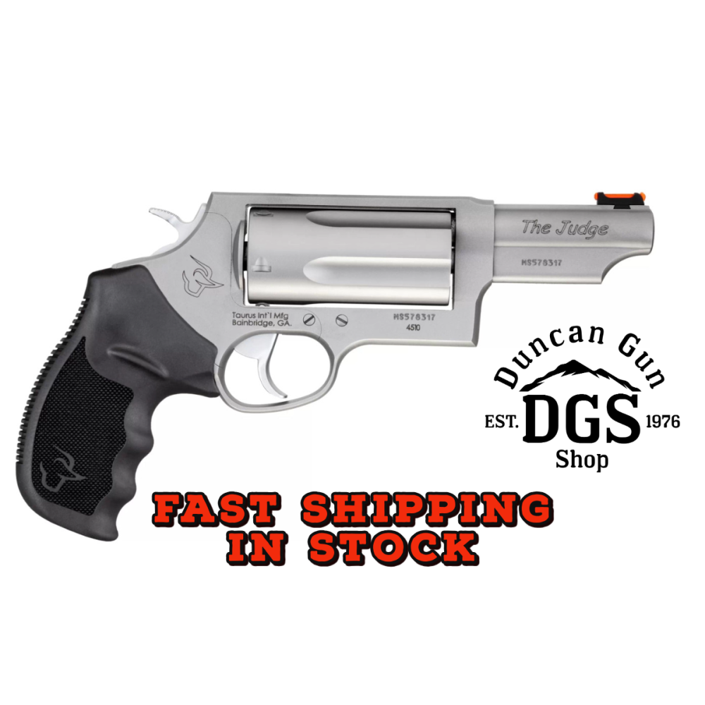 Taurus 2-441039MAG Judge Magnum Compact 45 Colt (LC)/410 Mag 5rd, 3 Matte Stainless Steel Barrel, Cylinder & Frame, Black Finger Groove Grip, Exposed Hammer