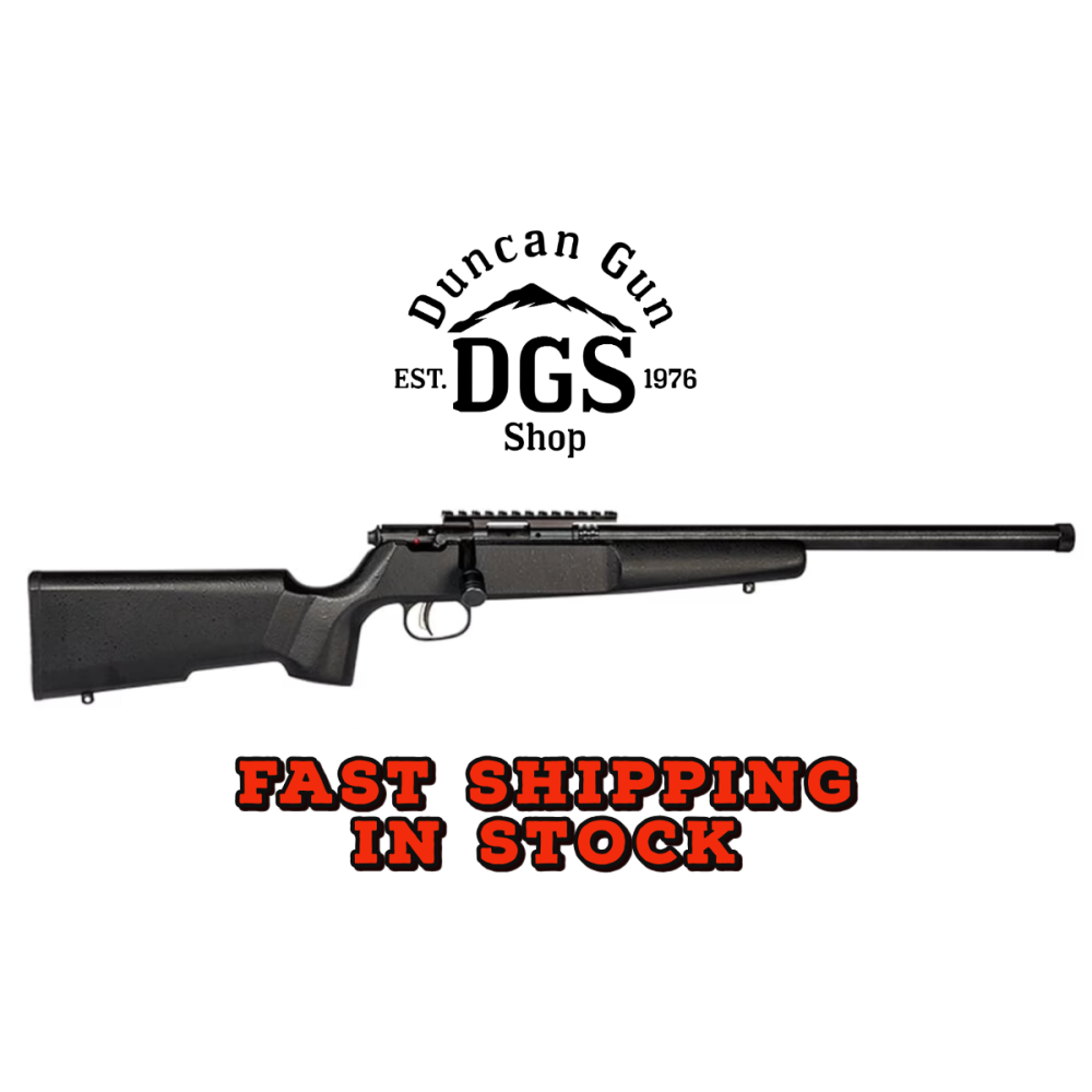 Savage Arms 13823 Rascal Target Youth 22 LR 1rd 16.12 Matte Black Threaded Barrel, Matte Black Picatinny Rail Carbon Steel Receiver, Matte Black Fixed Wood Stock, Right Hand