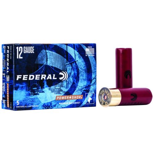 Federal F13100 Power-Shok Magnum 12Gauge 3" 1 7/8oz 00BuckShot 5 Per Box