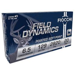 Fiocchi 65CMB Field Dynamics 6.5Creedmoor 129gr Pointed Soft Point, 20rnds/Box