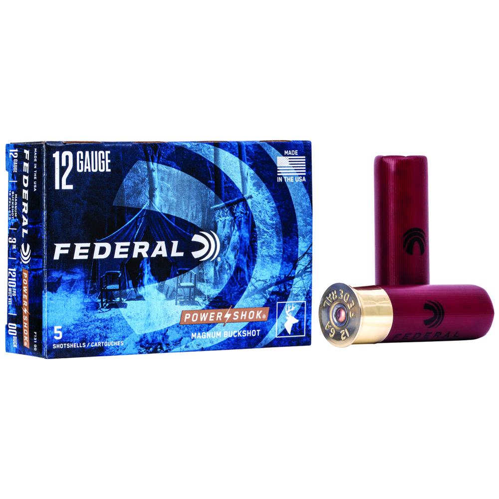 Federal F13100 Power-Shok Magnum 12Gauge 3" 1 7/8oz 00BuckShot 5 Per Box
