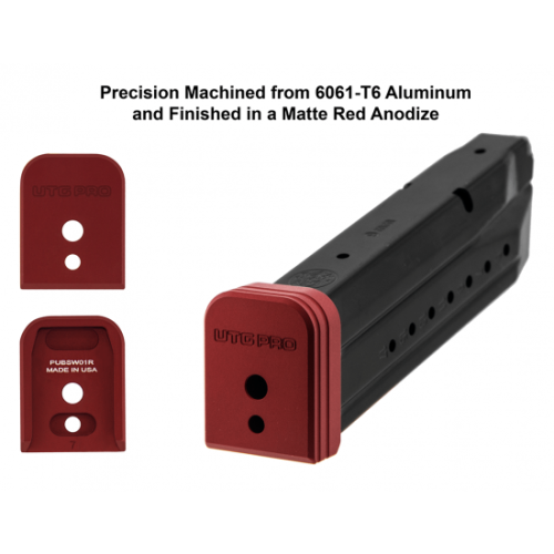 +0 BASE PAD, FOR S&W® M&P® 9/40, RED ALUMINUM
