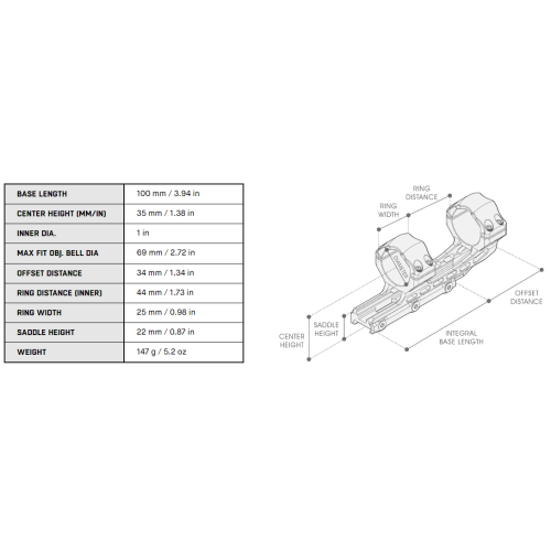 30 mm QR Picatinny Cantilever Mount, 50 mm Offset, High Profile