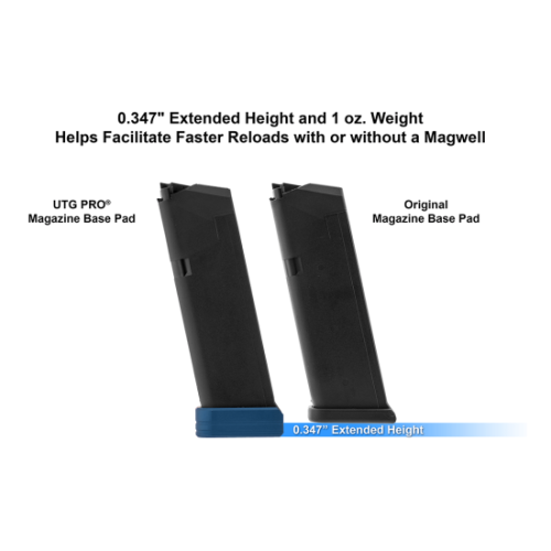 +0 Base Pad, for GLOCK® 9mm/.40 OEM Magazine, Blue Alum.