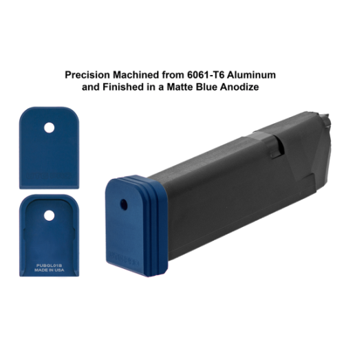 +0 Base Pad, for GLOCK® 9mm/.40 OEM Magazine, Blue Alum.