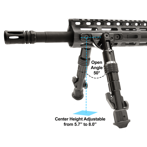 UTG® RECON FLEX® Bipod, 5.7" -8.0" Center Height, M-LOK®