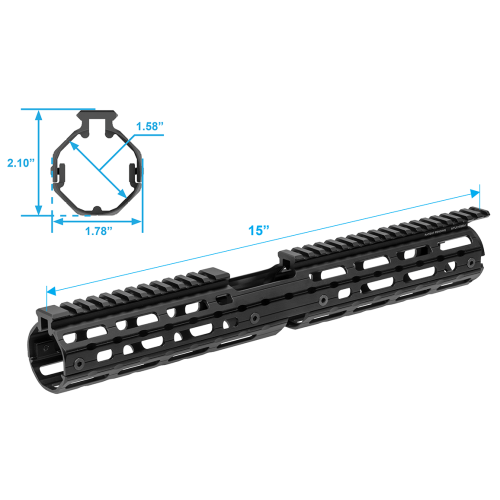 AR15 Super Slim Drop-in M-LOK® Handguard, 15" Carbine-length, Extended Top Rail, FSP Cutout - UTG PRO®