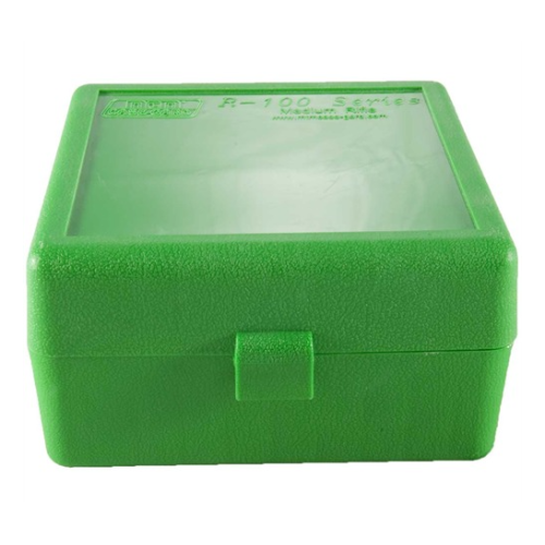 RM-100 - Ammo Box 100 Round Flip-Top 22-250 243 308 Win 220 Swift - GREEN