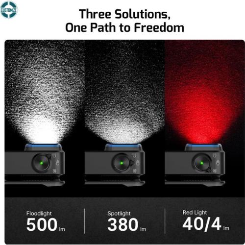 Oclip Pro Clip on Flashlight with Floodlight Spotlight and Red Light