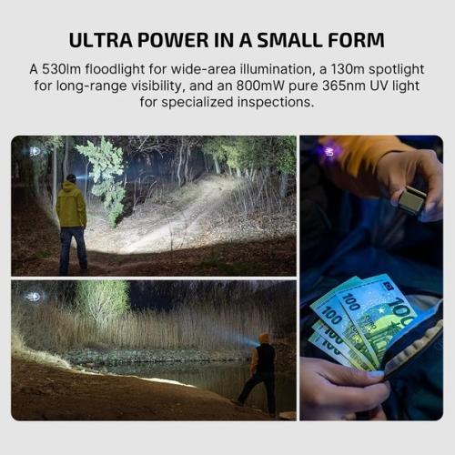 Oclip Ultra Clip-On EDC Light with Flood, Spot, and UV Modes (Olive Topo)