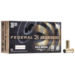 Premium Gold Medal Handgun Ammunition .38 Spl 148 gr LWC 690 fps 50/box