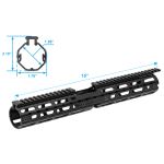 AR15 Super Slim Drop-in M-LOK® Handguard, 15" Carbine-length, Extended Top Rail, FSP Cutout - UTG PRO®