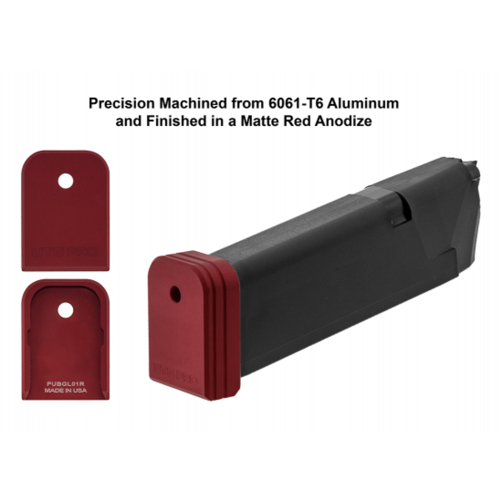 +0 Base Pad, for GLOCK® 9mm/.40 OEM Magazine, Red Aluminum