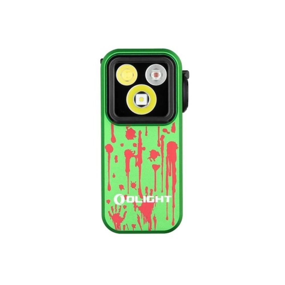 Oclip Pro Clip on Flashlight with Floodlight Spotlight and Red Light (Zombie Green)