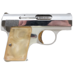BROWNING BABY LIGHTWEIGHT NICKEL WITH PEARL GRIPS MADE IN 1966, 25 ACP