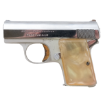 BROWNING BABY LIGHTWEIGHT NICKEL WITH PEARL GRIPS MADE IN 1966, 25 ACP