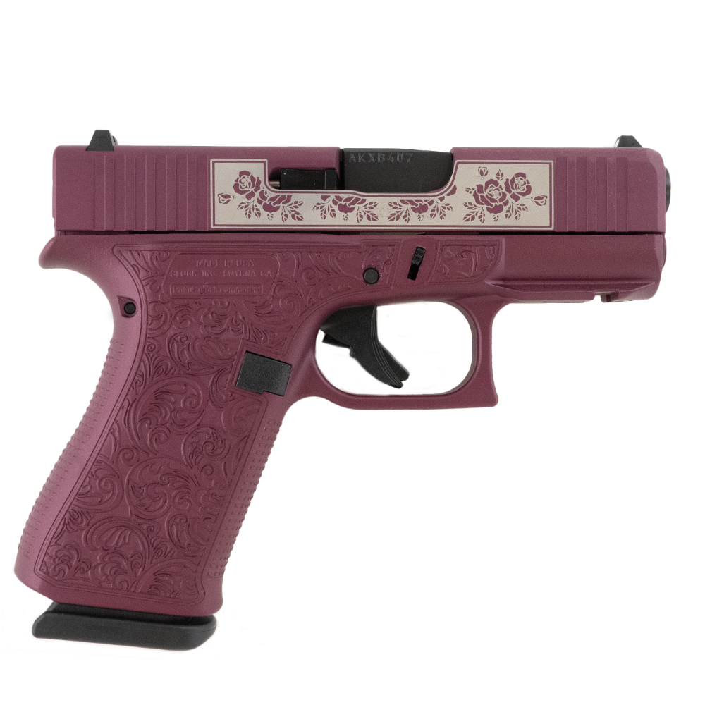 Glock 43X Fully Engraved Paisley Black Cherry 9MM