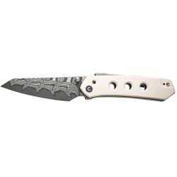 Civivi Knives C22036-DS1 Vision FG  3.54 Folding Reverse Tanto Plain Damascus Blade, Ivory G10 Handle