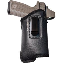 Eco-Leather IWB Holster with Light & Laser – Adjustable Metal Clip, Suede-Lined, Optics Ready