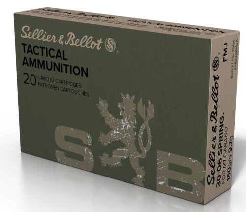 Sellier & Bellot M1 Garand Rifle Ammunition .30-06 Sprg. 150gr FMJ 2700 fps 20/ct