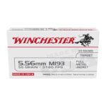 Winchester M193 Target Rifle Ammunition 5.56mm 55 gr. FMJ 3180 fps 20/ct Winchester M193 Target Rifle Ammunition 5.56mm 55 gr. FMJ 3180 fps 20/ct