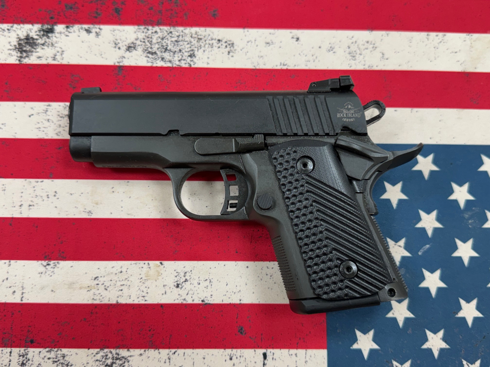 USED ROCK ISLAND ARMORY M1911 A2 SUBCOMPACT 45ACP WITH 3 MAGS AND BOX-img-0