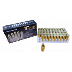 TURAN 9x19mm Luger, Brass Case, FMJ, 124 Gr, 1000 Rd Case