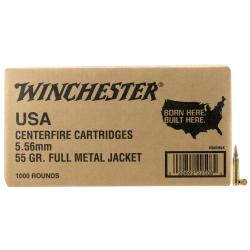 Winchester 556NATO 55gr FMJ 1000rd case
