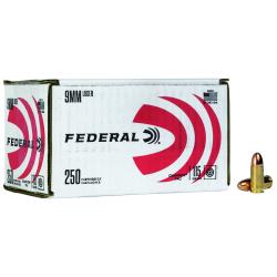 Federal 9mm 115gr FMJ 250 per box