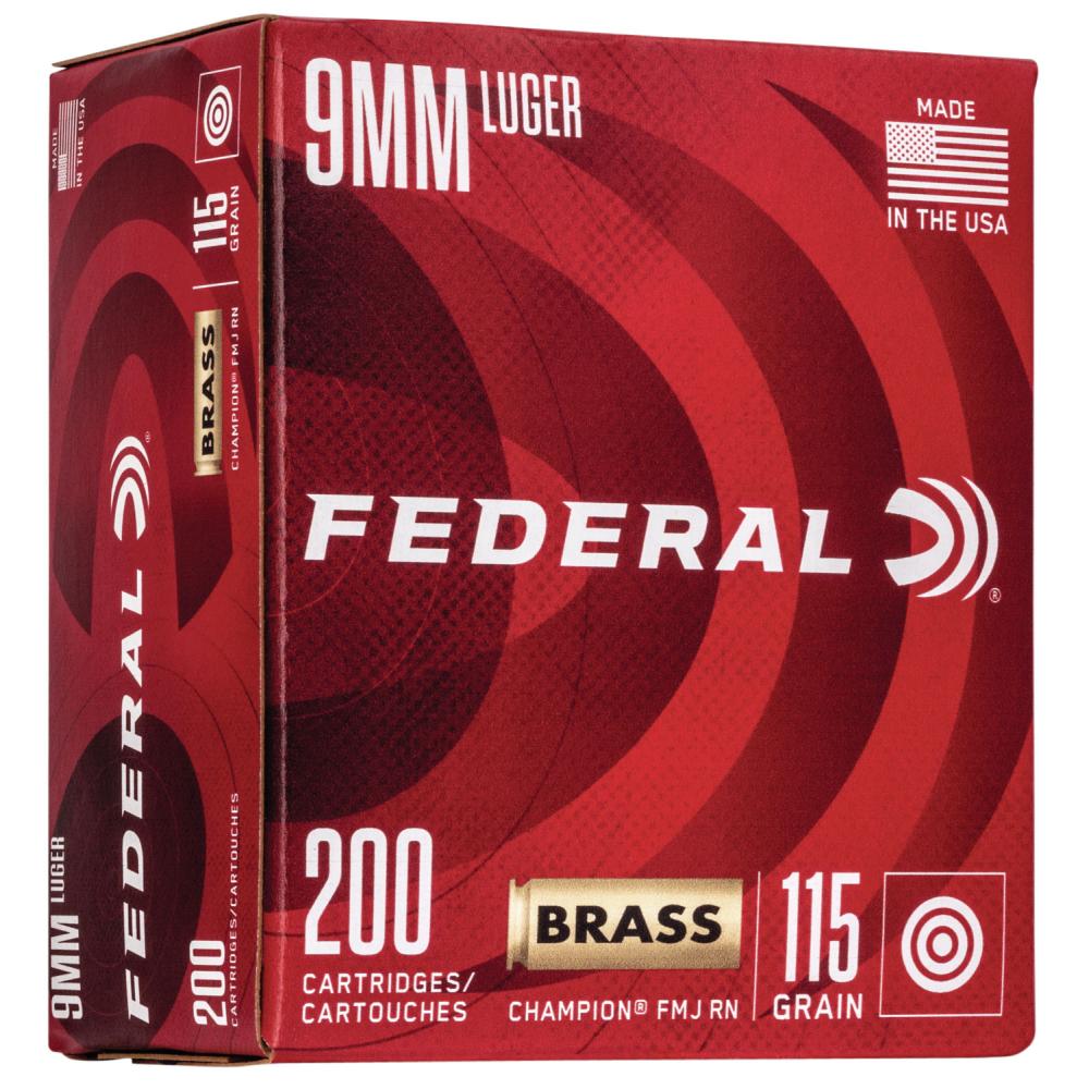 Federal Champion Training 9mmLuger 115gr 200 Per Box