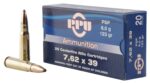 PPU Rifle Ammunition 7.62x39mm 123 gr SP 2350 fps 20/ct