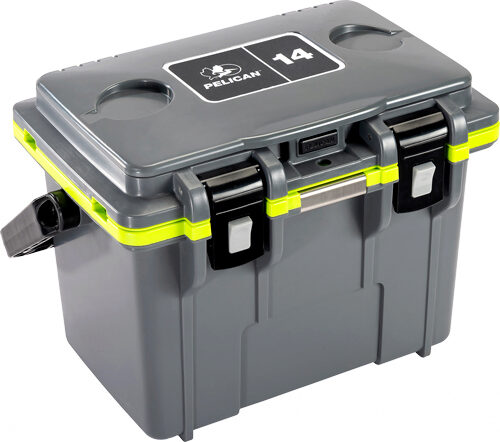 PELICAN 14Q-1-DKGRYEGRN 14QT ELITE COOLER GRY/GRN