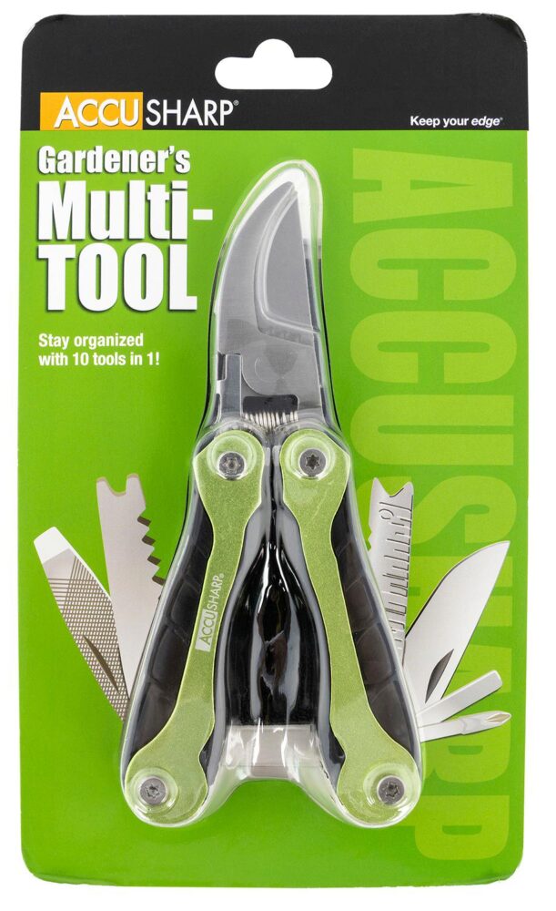 AccuSharp 084C Gardener's  Black/Green Folding Plain Blade