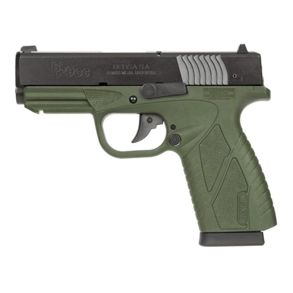 Bersa Concealed Carry, 9mm Luger, 3.3" Matte Black/OD Green, 8-rd