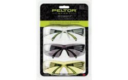 Peltor SF4003PK6 Sport SecureFit 400 Adult Clear/Amber/Gray Lens Anti-Scratch Polycarbonate Black Frame 3 Pack