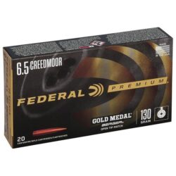 Federal GM65CRDBH130 Premium Gold Medal 6.5Creedmoor 130gr Berger Hybrid Open Tip Match 20 Per Box/10 Case