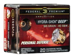 Federal P40HSD1 Premium Personal Defense 40S&W 165gr Hydra-Shok Deep Hollow Point 20 Per Box/10 Case