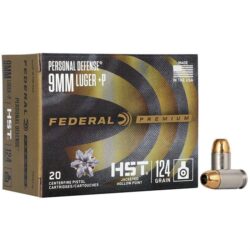 Federal P9HST3S Premium Personal Defense 9mmLuger+P 124gr HST Jacketed Hollow Point 20 Per Box/10 Case