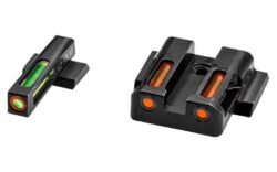 HiViz MPN421 LiteWave H3 Sight Set for S&W M&P Green Tritium White Outline Front Sight-Orange Fiber Optic Rear Sight