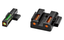 HiViz MPSN421 LiteWave H3 Sight Set for S&W Shield Green Tritium White Outline Front Sight-Orange Fiber Optic Rear Sight