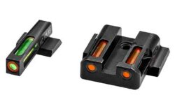 HiViz MPSN621 LiteWave H3 Sight Set for S&W Shield Green Tritium Orange Outline Front Sight-Orange Fiber Optic Rear Sight
