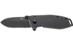 CRKT 2493 SQUID Assisted 2.37 Folding Drop Point Plain Black Stonewashed 8Cr14MoV SS Blade/Black Stonewashed Stainless Steel Handle Includes Pocket Clip