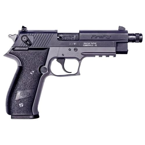 GSG GERG2210TFF FireFly  22 LR 10+1 4.90 Black Steel/Threaded Barrel, Serrated Slide, Zinc Alloy w/Accessory Rail Frame, Black Polymer Grip
