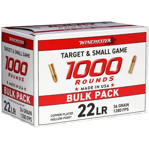 Winchester Ammo 22LR1KHP 22LR 36gr Plated Hollow Point 1000 Per Box/2 Case