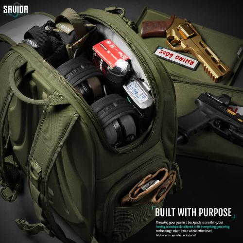 Savior Equipment BP-CPSEMA-WS-OG Pistol Backpack - SEMA Compact II - Green Savior Equipment BP-CPSEMA-WS-OG Pistol Backpack - SEMA Compact II - Green