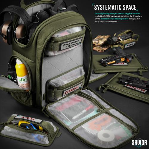 Savior Equipment BP-CPSEMA-WS-OG Pistol Backpack - SEMA Compact II - Green Savior Equipment BP-CPSEMA-WS-OG Pistol Backpack - SEMA Compact II - Green