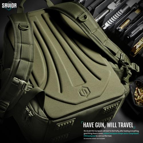 Savior Equipment BP-CPSEMA-WS-OG Pistol Backpack - SEMA Compact II - Green Savior Equipment BP-CPSEMA-WS-OG Pistol Backpack - SEMA Compact II - Green
