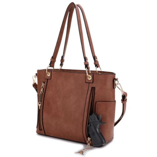 Jessie & James Austin Whipstitching Concealed Carry Lock and Key Tote Tan